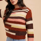 Annie Wear Color Block Round Neck Long Sleeve Sweater Womens Sweater