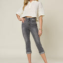 Judy Blue Button Fly High Waist Cuffed Capris