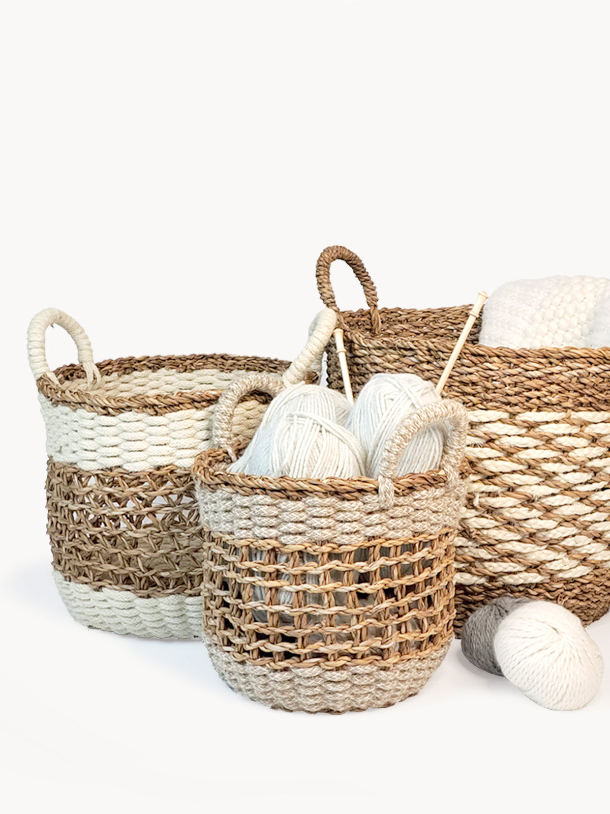 Ula Mesh Basket - Natural Basket with Handle   