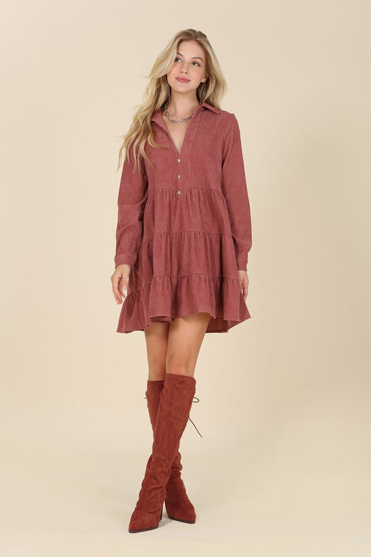 Corduroy tiered dress Womens Corduroy Dress   