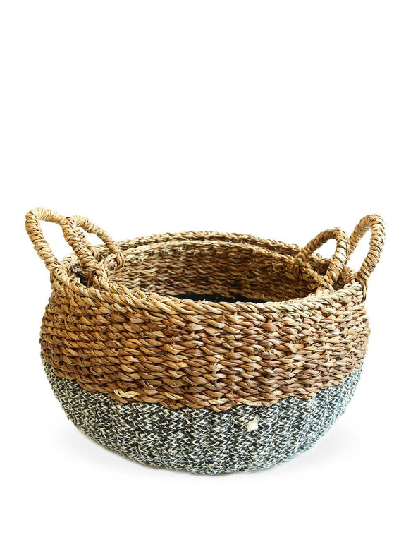 Ula Floor Basket - Black Basket with Handle   