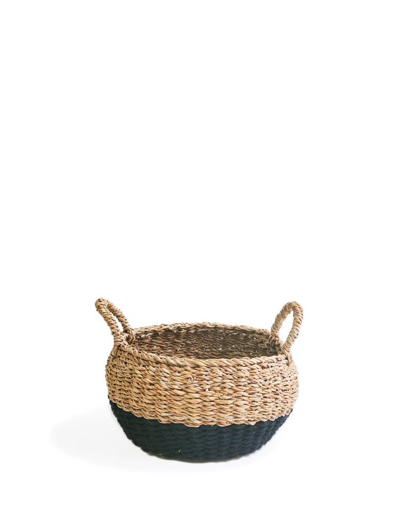 Ula Floor Basket - Black Basket with Handle   