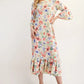 Celeste Soft Floral Ruffle Trim Dress Plus Size Womens Midi Dress