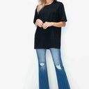 Bytos Raw Hem Distressed High Rise Bootcut Jeans