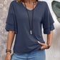 V-Neck Half Sleeve Blouse Womens Tops Indigo S 