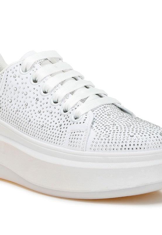 Jitter Bug Rhinestones Embellished Chunky Sneakers - Three Mad Hatters Mercantile 