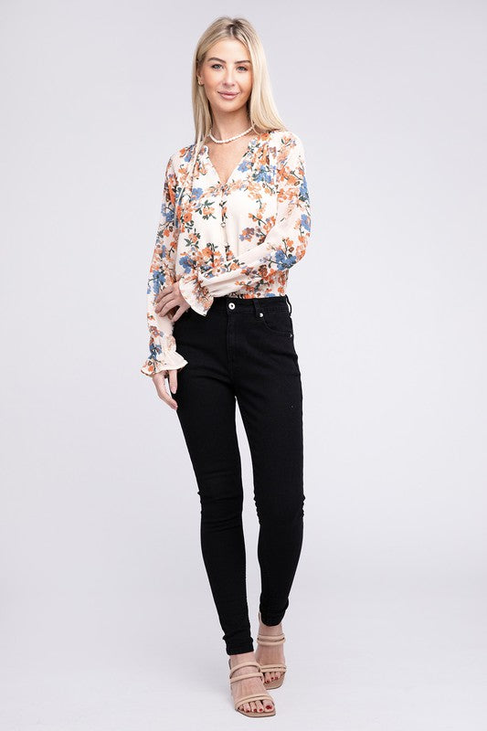 Floral chiffon blouse Womens Blouse   