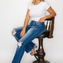 Bytos Raw Hem Distressed High Rise Bootcut Jeans