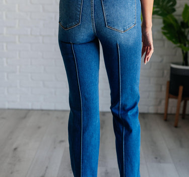 Campbell High Rise Center Seam Detail Straight Jeans