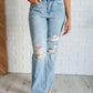 Ramona High Rise Rigid Magic Destroyed Straight Jeans Womens Straight Leg Jeans   