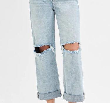 RISEN Mid Rise Fit Boyfriend Jeans with Cuff