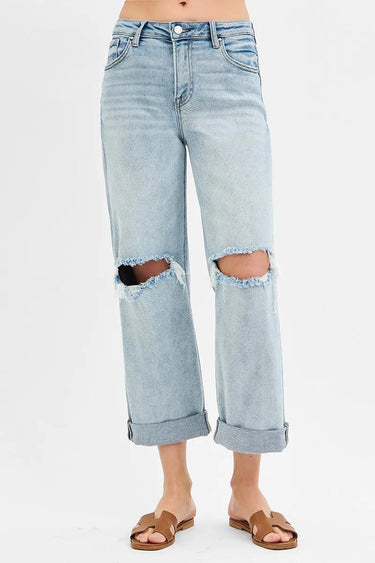 RISEN Mid Rise Fit Boyfriend Jeans with Cuff