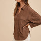 Annie Wear Openwork Button Down Drop Shoulder Shirt Womens Long Sleeve Top