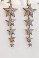 Five Star Dangle Down Earrings Star Earrings Silver OS 