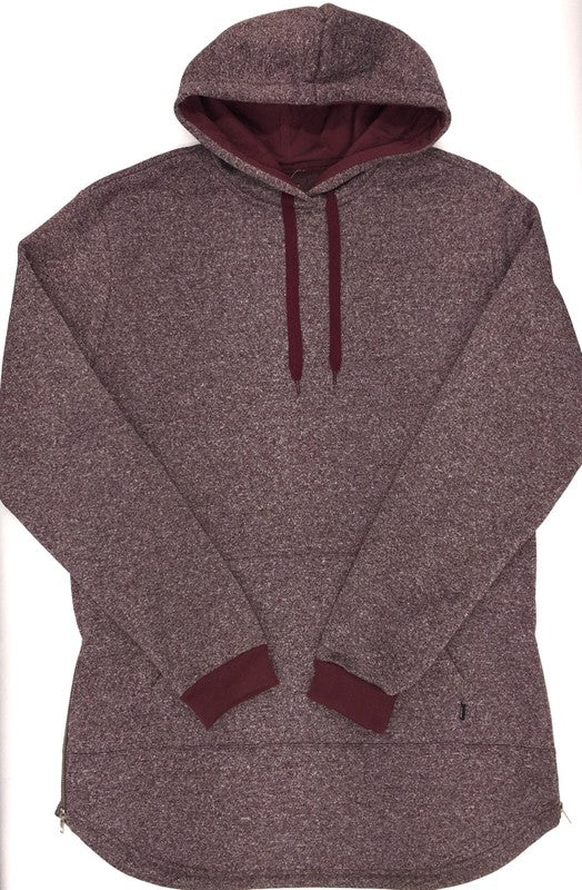 Marble Hoodie- Extra Long Mens Extra Long Hoodie BURGUNDY S 