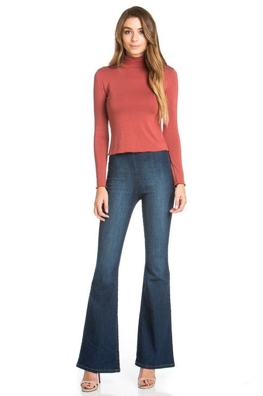 Be Bold Zipper Back Flare Jeans - Three Mad Hatters Mercantile 