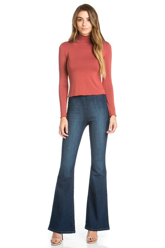 Zipper Back Flare Jeans Flare Leg Jeans   