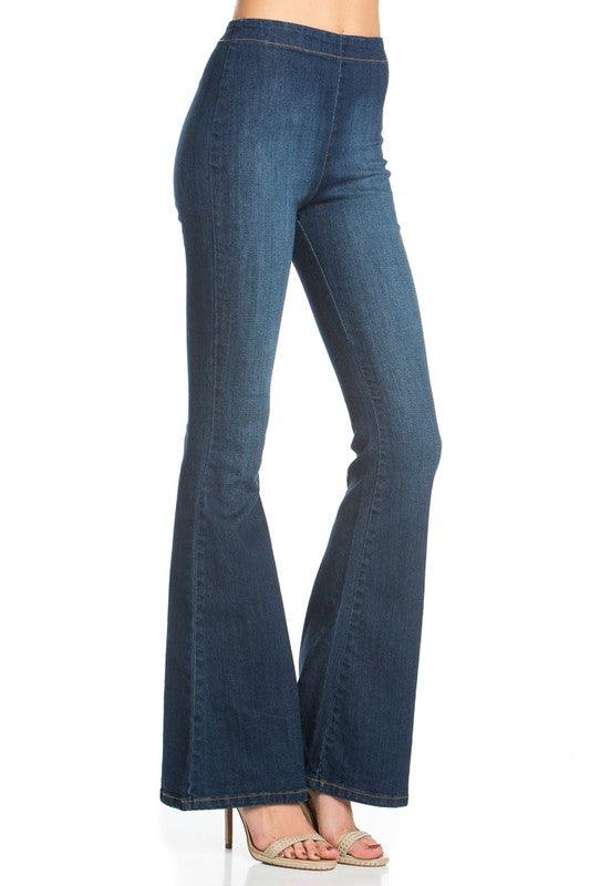 Be Bold Zipper Back Flare Jeans - Three Mad Hatters Mercantile 