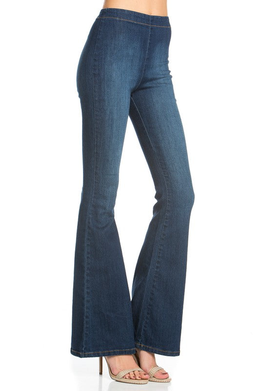 Zipper Back Flare Jeans Flare Leg Jeans   