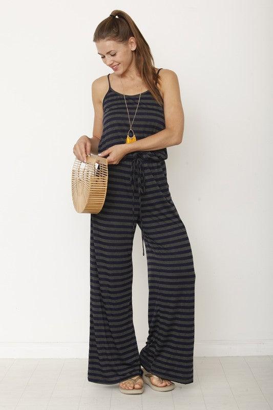 stripe jumpsuit - Three Mad Hatters Mercantile 