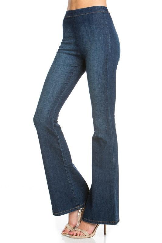 Be Bold Zipper Back Flare Jeans - Three Mad Hatters Mercantile 