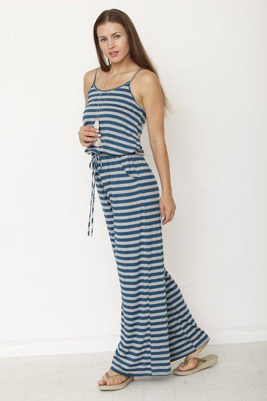 stripe jumpsuit - Three Mad Hatters Mercantile 