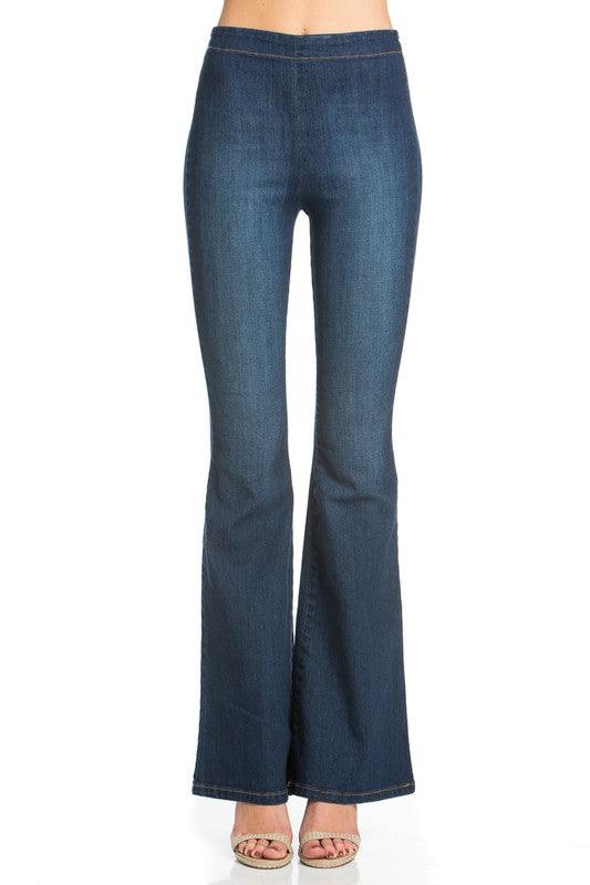 Be Bold Zipper Back Flare Jeans - Three Mad Hatters Mercantile 