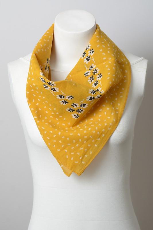 Dot and Floral Border Bandana Scarf - Three Mad Hatters Mercantile 