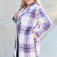 Double Take Plaid Button Up Lapel Collar Coat