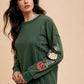 Annie Wear Embroidered Long Sleeve French Terry Top Womens Long Sleeve Tops