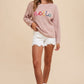 Annie Wear HELLO Embroidered Raglan Sleeve Sweater Womens Sweater