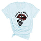 Shup Up and Kiss Me Graphic Tee T- Shirt Ice Blue L 