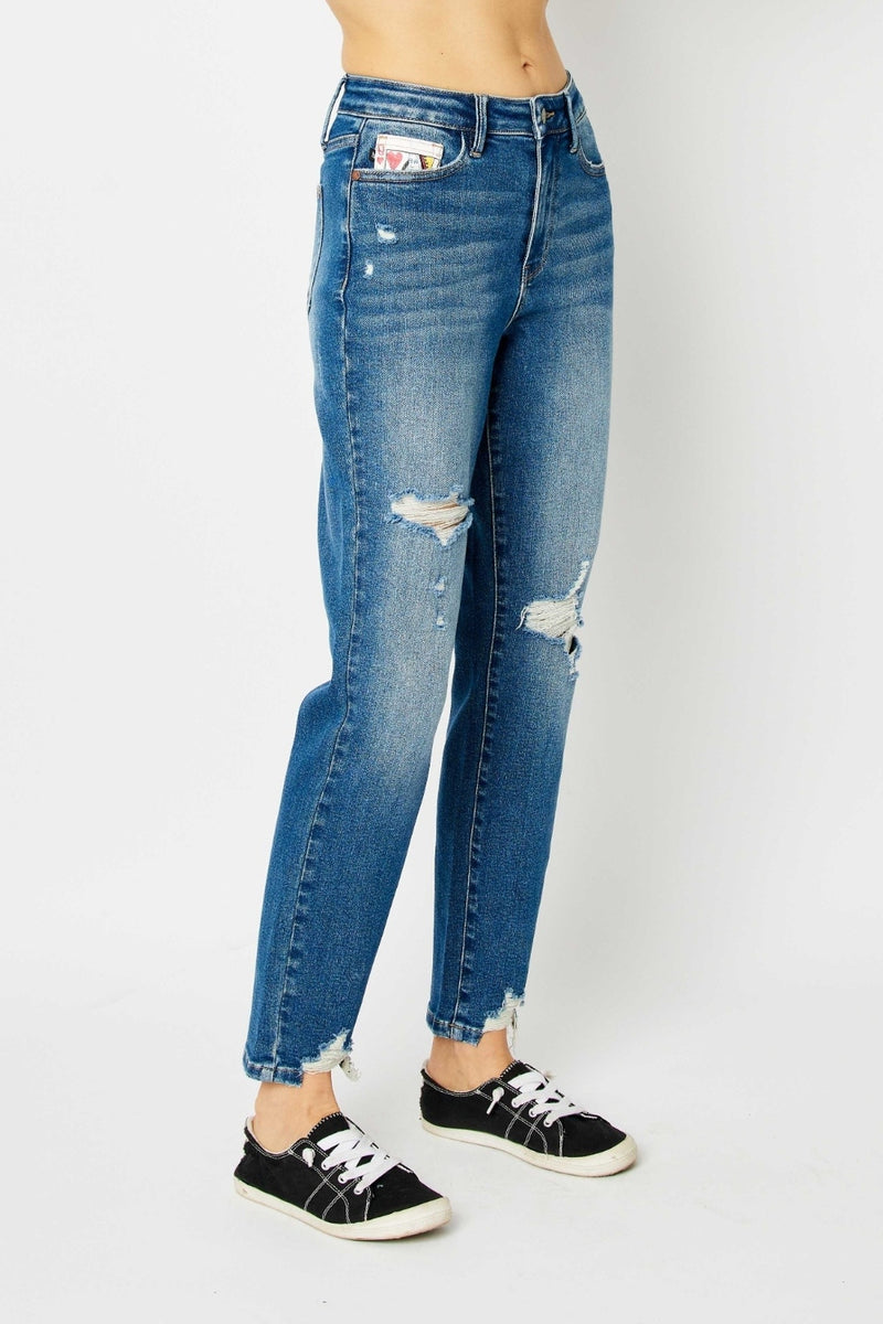 Judy Blue Distressed Slim Jeans Womens Jeans   