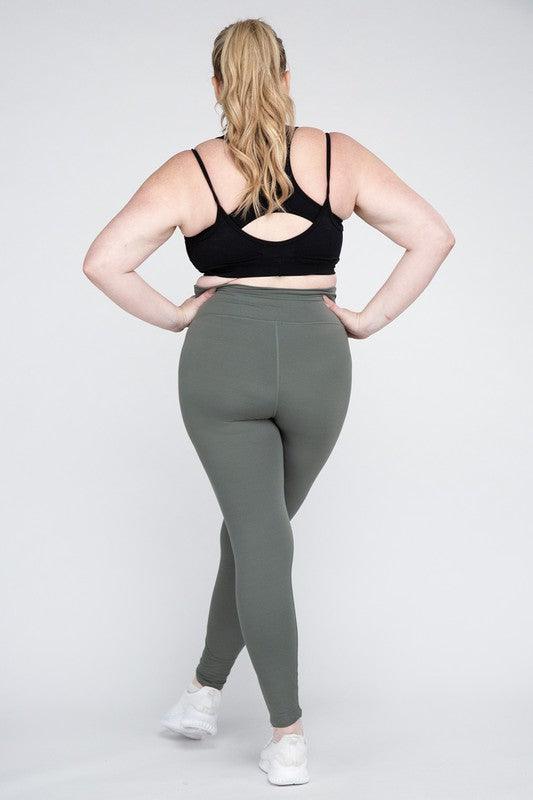Plus Size V Waist Full Length Leggings - Three Mad Hatters Mercantile 