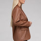 Sleek Pu Leather Blazer with Front Closure Blazer   