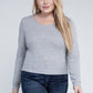 Plus Classic Ribbed Round Neck Long Sleeve Long Sleeve Shirt   