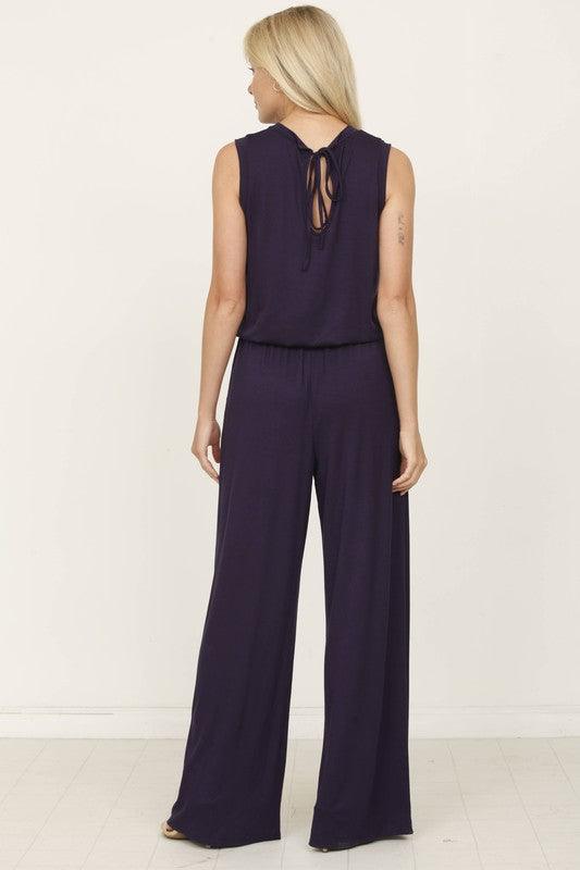 plus solid draw string pocket jumpsuit - Three Mad Hatters Mercantile 