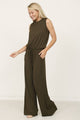 plus solid draw string pocket jumpsuit Jumpsuit olive 1X 