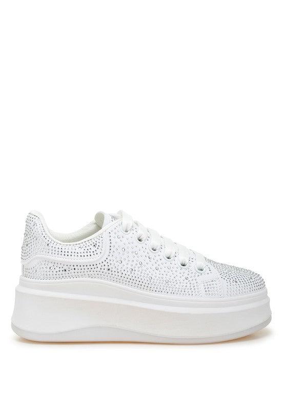 Jitter Bug Rhinestones Embellished Chunky Sneakers - Three Mad Hatters Mercantile 