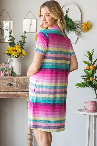 Heimish Striped Short Sleeve Mini Tee Dress Plus Size