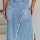 Raw Hem Slit Denim Skirt with Pockets Womens Denim Skirt   