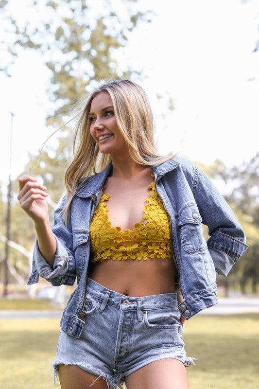 Crochet Daisy Longline Bralette - Three Mad Hatters Mercantile 