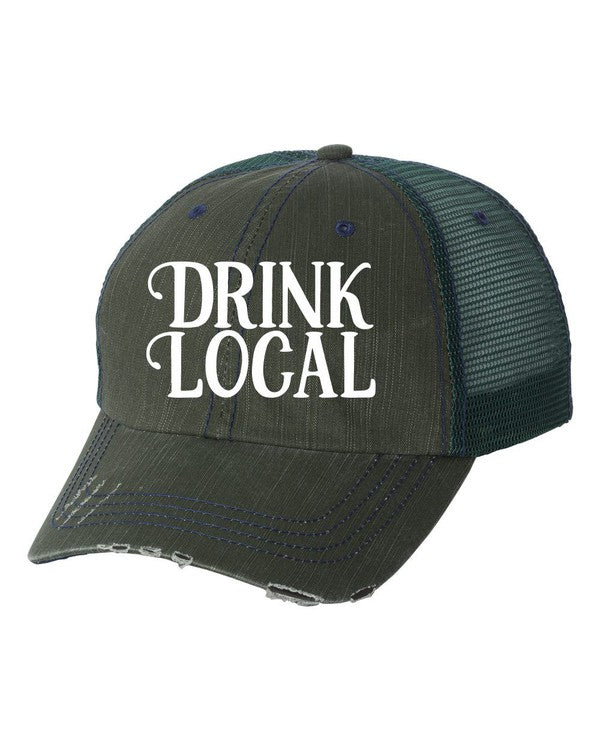 Drink Local Embroidered Hat Mens Green Mesh OS 