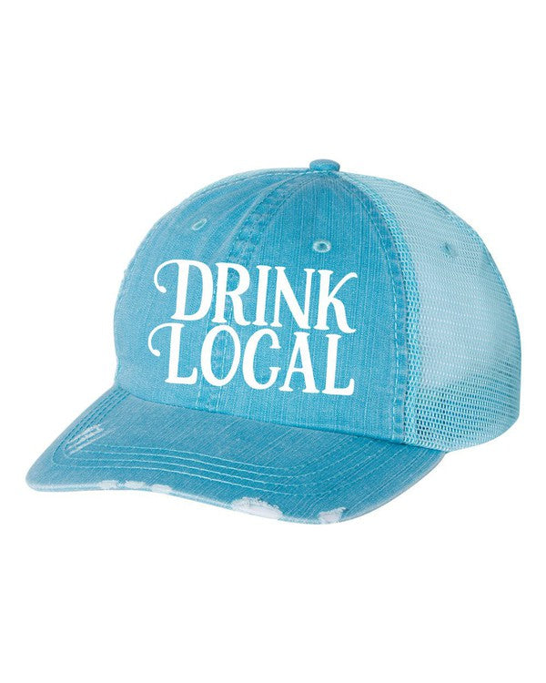 Drink Local Embroidered Hat Mens Aqua OS 