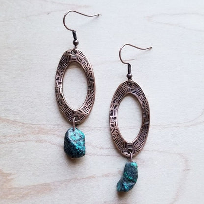 hammered copper earrings with African turquoise Turquoise Earrings green 1 