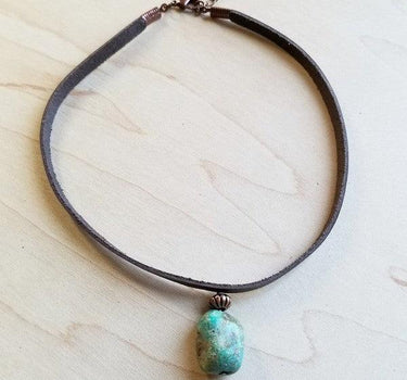 Leather Choker with African Turquoise accent