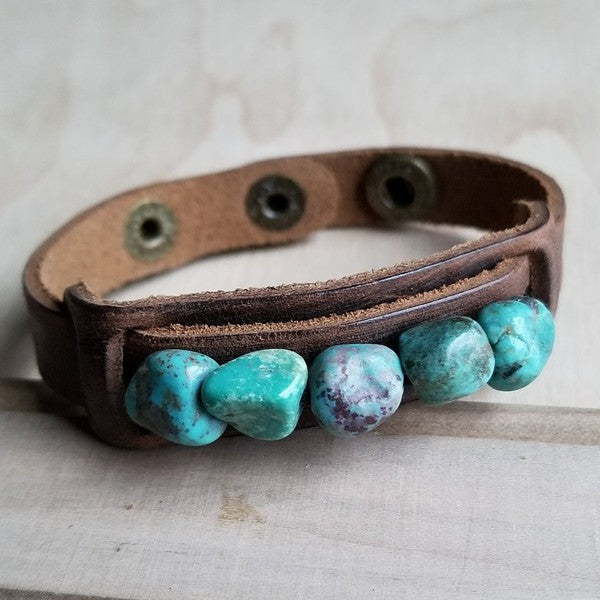 Narrow Cuff with African Turquoise Chunks Turquoise Bracelet green 1 