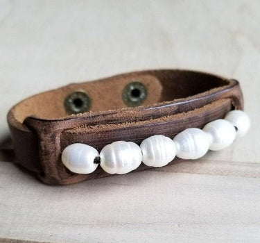 Narrow Cuff with Genuine Freshwater Pearls