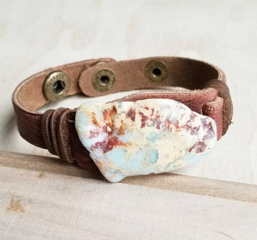 Aqua Terra Slab on Narrow Leather Cuff Bracelet