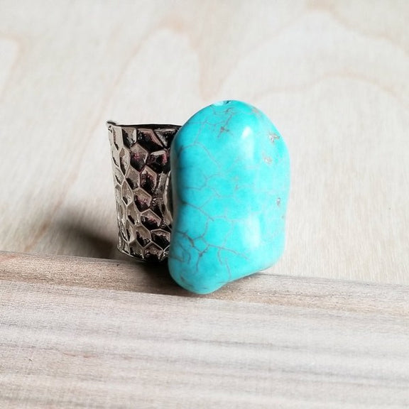 Turquoise Chunk on Cuff Ring Turquoise Ring turquoise 1 